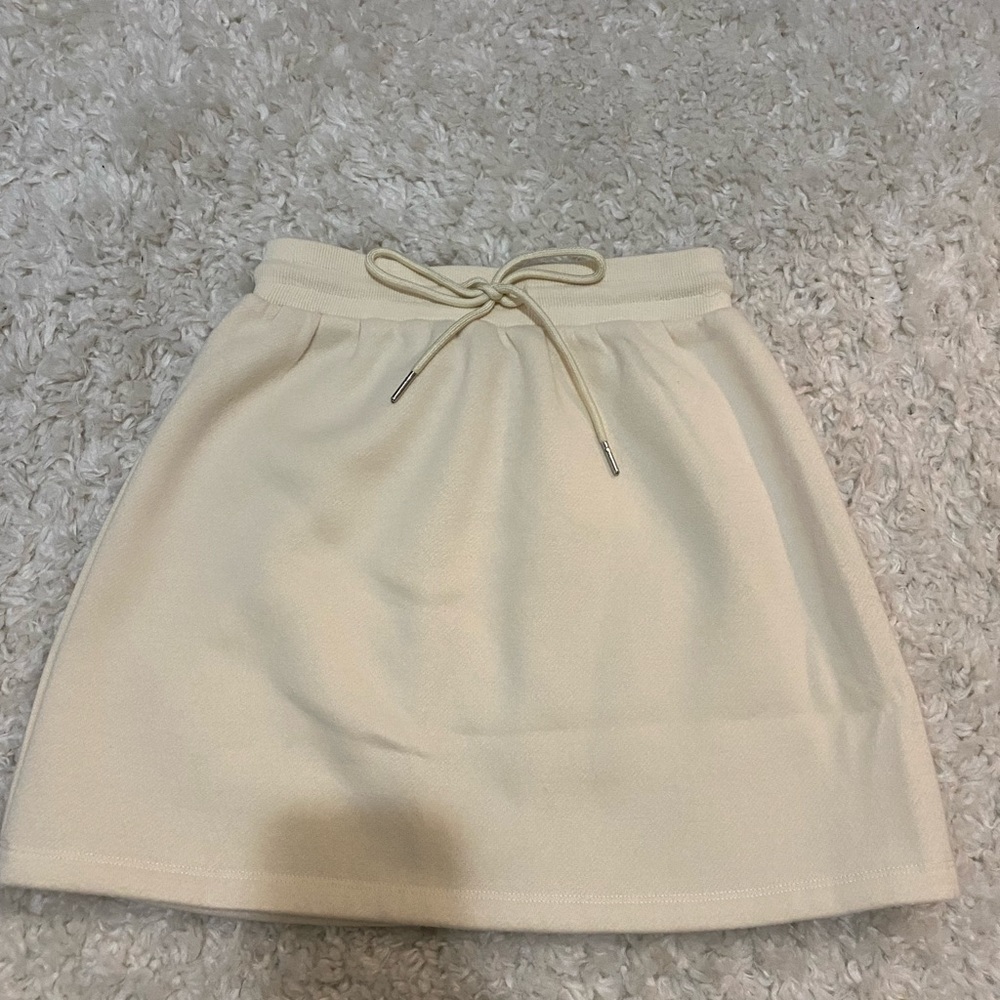 Princess Polly Cream Cotton Terrycloth Mini Skirt Size 2